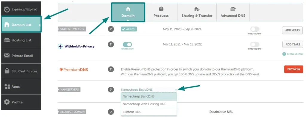 Namecheap-custom-dns